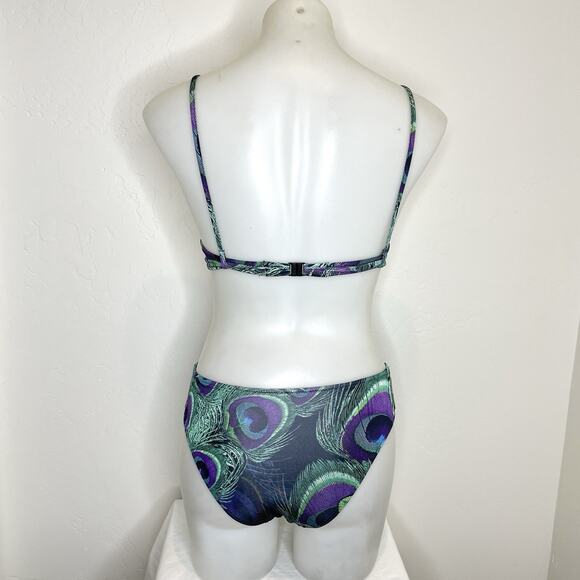 La Perla 2 Piece Bikini Swimsuit Set Womens 42 US 6 Peacock Print - Picture 7 of 10